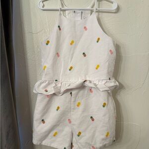 Janie and Jack White Romper with Pineapple Print